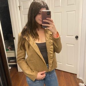 100% wool tan ruffled blazer